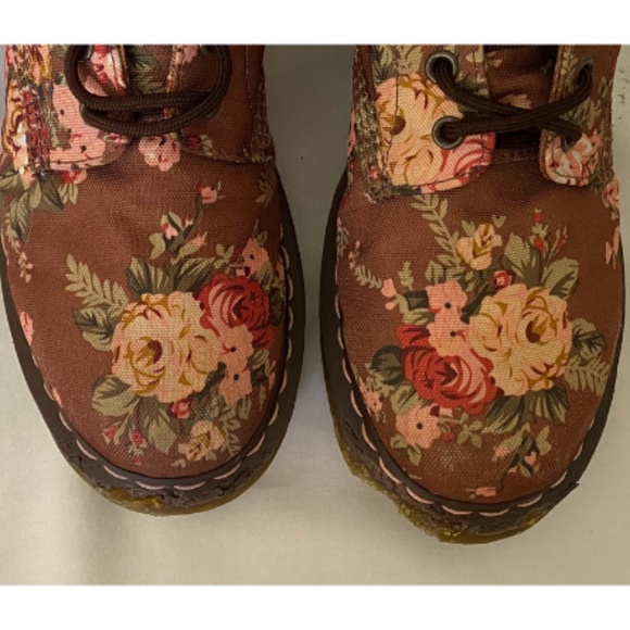 Brown & Pink Floral Print Canvas Dr. Martens Women's Size 9 - Picture 6 of 15